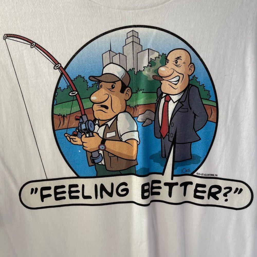 T Shirt Fishing Humor Adult Unisex XL White Cotton
